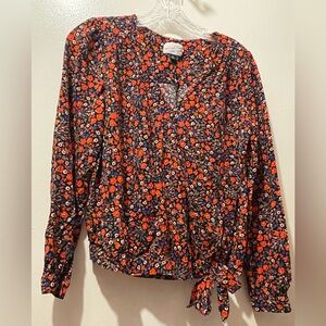 Universal Thread Floral Blouse - Red and Blue